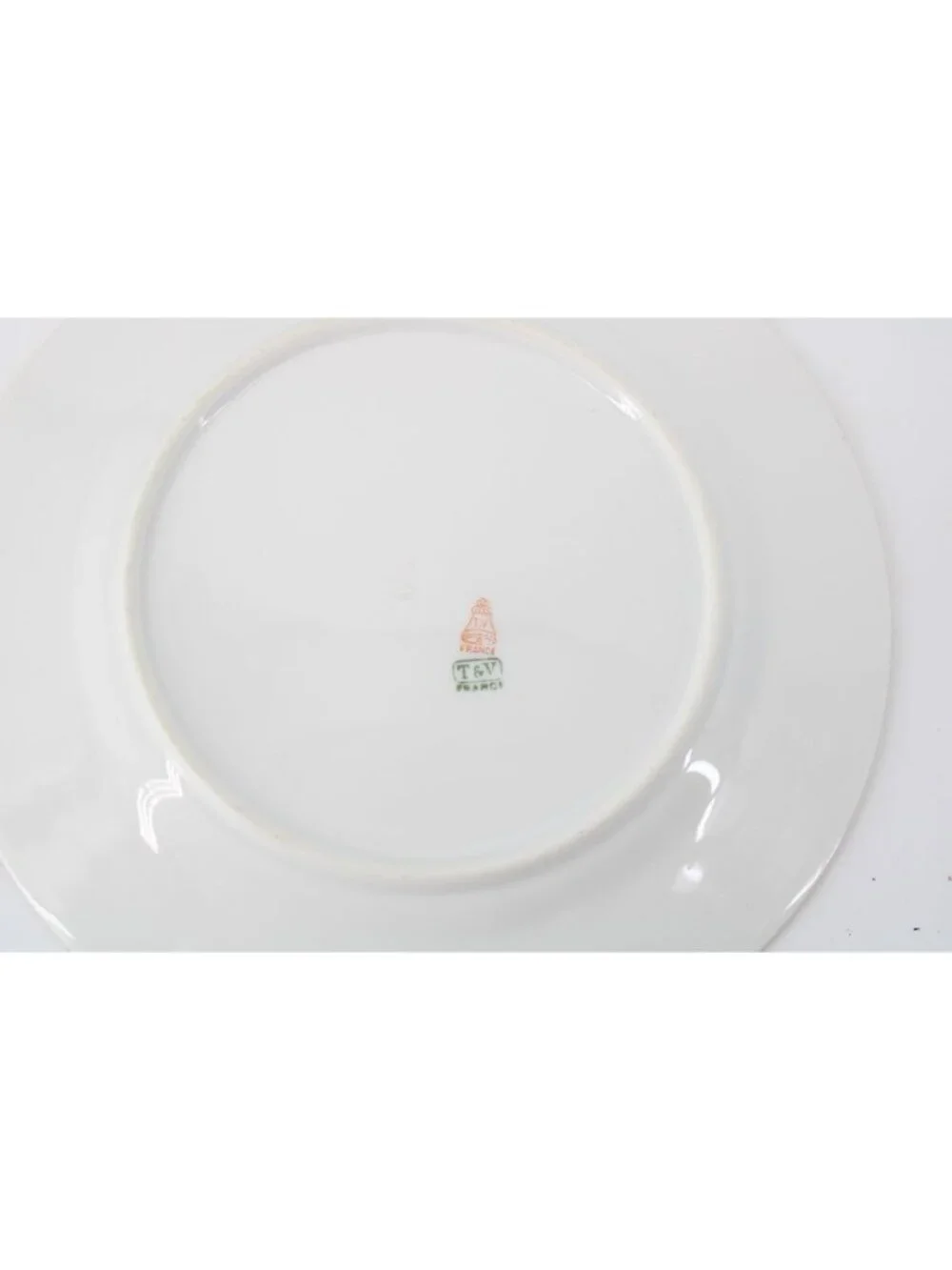 T & V France Green Gold Salad Luncheon Plate China Antique T&V Vintage 94703